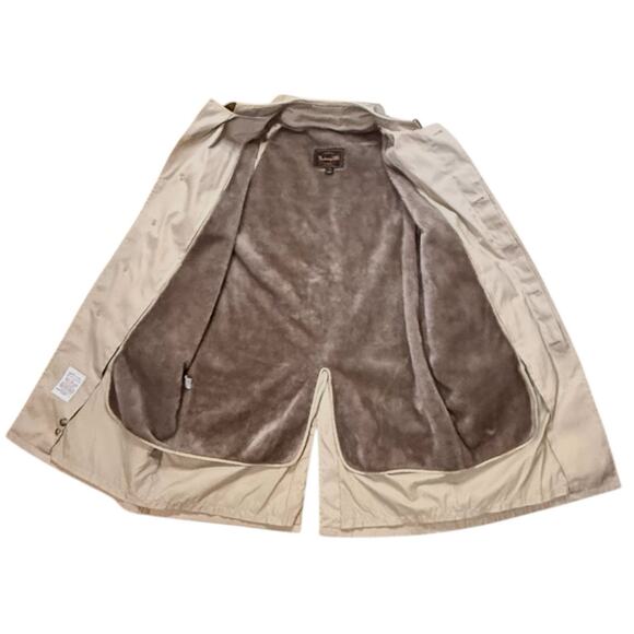 VTG Botany 500 Trench Rain Coat Mens Beige Zip Out Borg Lining Jacket USA 42R - Picture 4 of 11